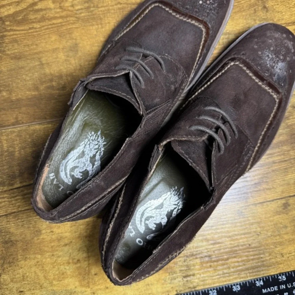 Soho Lab Vero Cuoio Brown Suede Leather‎ Wingtip Brogue Oxford Mens 8.5